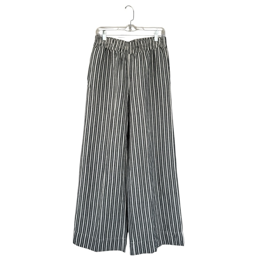 Evereve Black & White Vertical-Stripe Wide Leg Pants